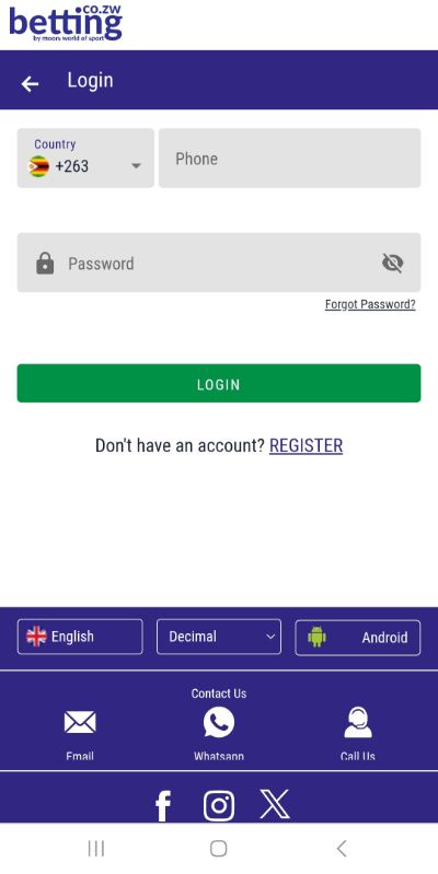 Login page