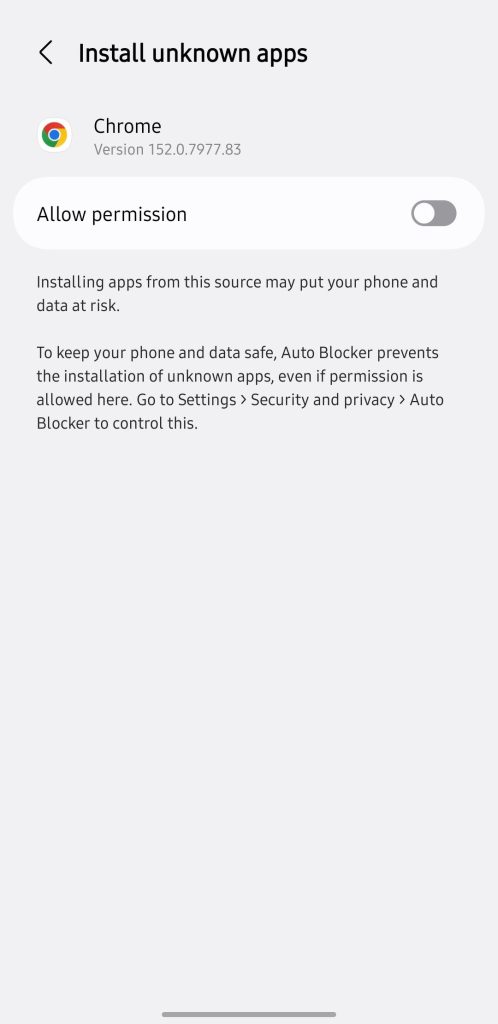 Allow from this source setting